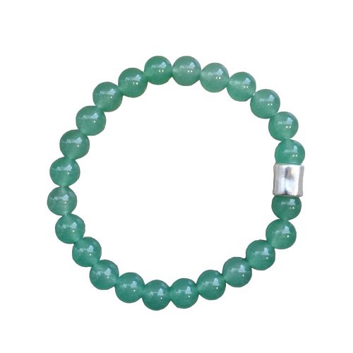 Heren armband 8 mm Jade met mat zilverkleur kraal