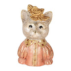 Decoratie Beeld Kat 12x9x18 cm Wit Roze Kunststof