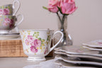 Kop en Schotel 200 ml Wit Porselein Bloemen Servies