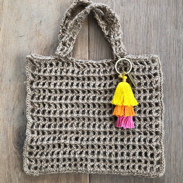 Luna -Leena Keychain Tassels Yellow - Bag Charm - Organic Cotton - Handmade in Nepal - Bag Hanger