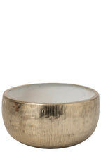 J-Line Gestreepte decoratieve kom - aluminium - goud/wit
