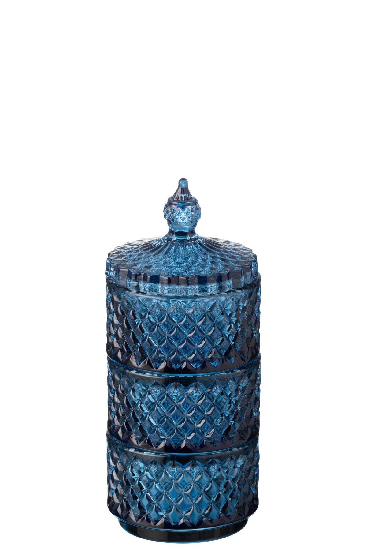 J-Line voorraadpot 3 lagen - glas - blauw