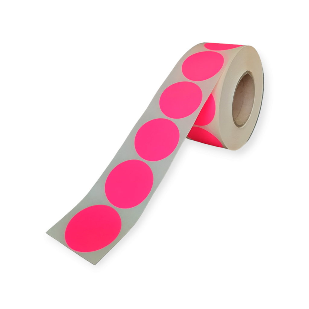 Blanco etiketten - Rond 35mm - fluor pink