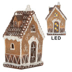 Gingerbread house met LED 13x9x20 cm Bruin Kunststof