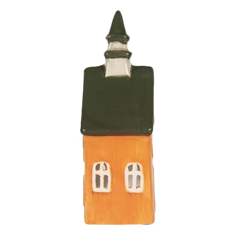 Waxinelichthouder Huis 10x7x21 cm Oranje Keramiek