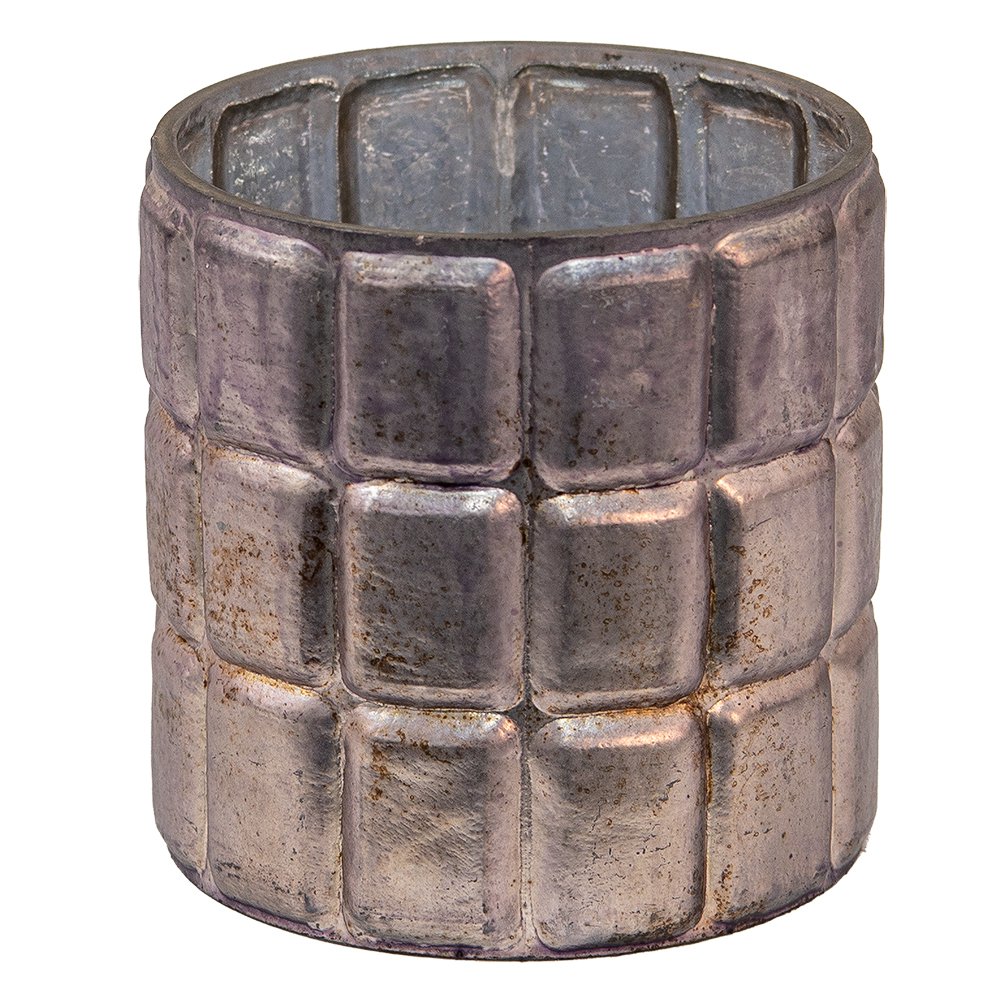 Theelichthouder Ø 10x10 cm Zilverkleurig Glas Waxinelichthouder