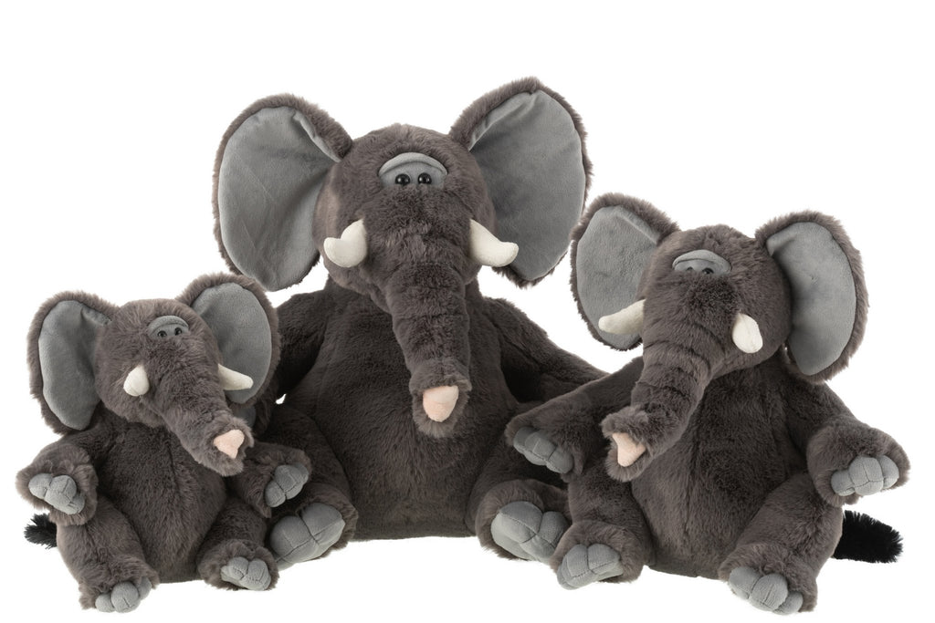 J-Line Olifant Pluche Polyester Grijs Groot