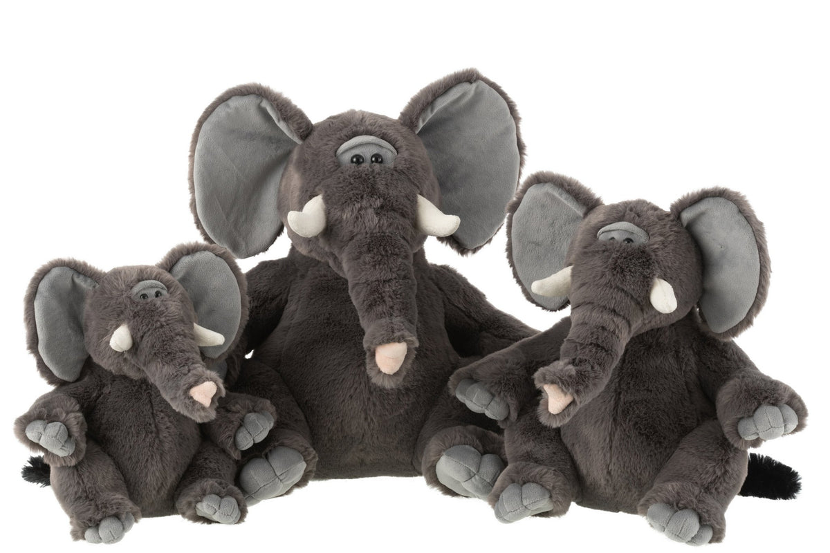 J-Line Olifant Pluche Polyester Grijs Groot