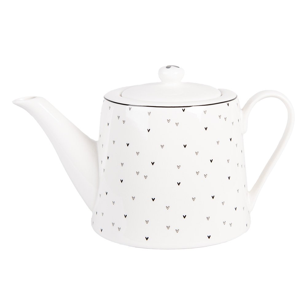 Theepot 1000 ml met Porselein Hartjes