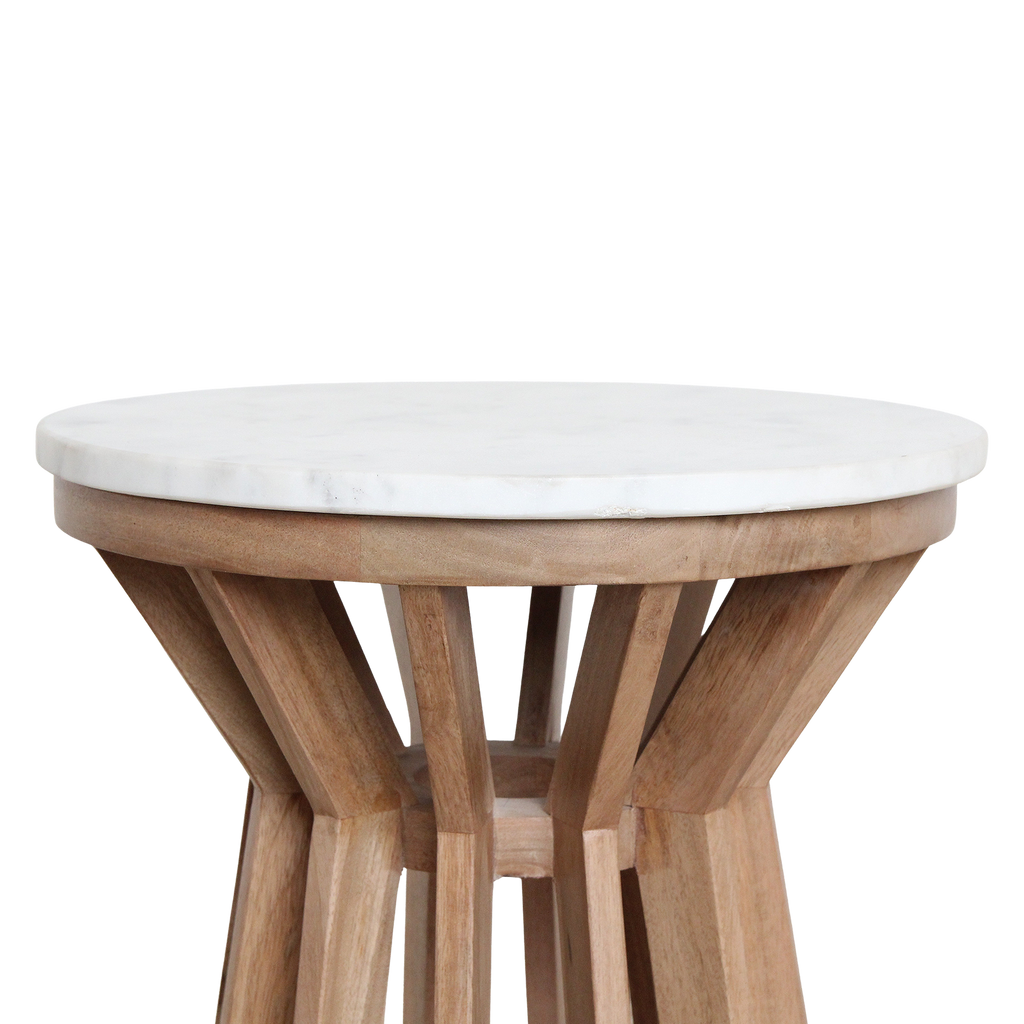 Sarawak bijzettafel marmer wit - 40x40x50 cm