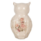 Decoratie Beeld Uil 13x12x21 cm Beige Keramiek Bloemen