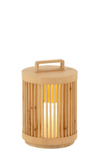 J-Line lamp Cylinder - sparhout - naturel - large - LED lichtjes