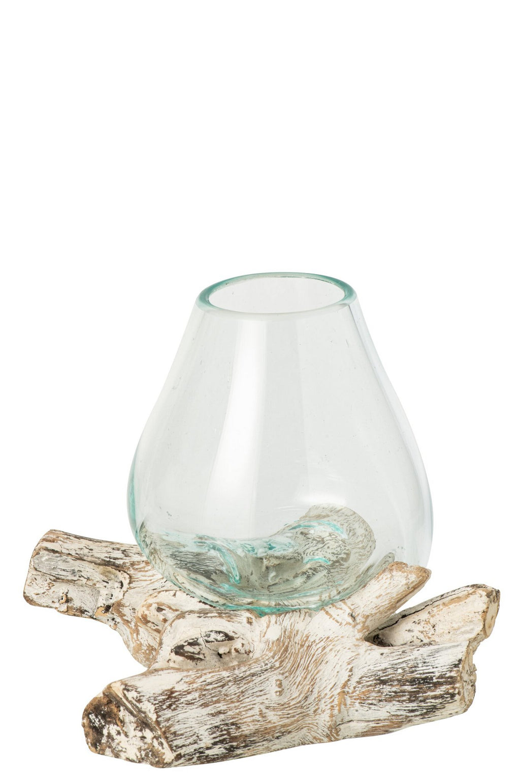 J-Line Vaas op voet - glas - gebroken wit/transparant - small