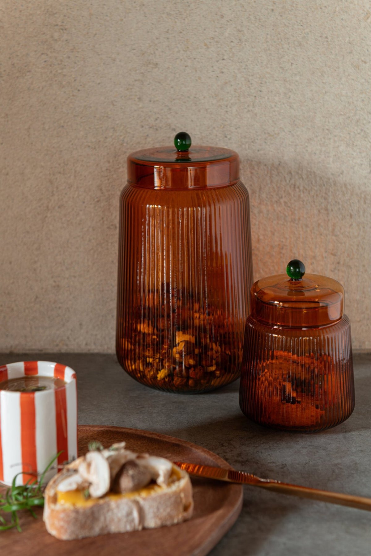 J-Line Voorraadpotten - glas - oranje/warmgeel - set van 3