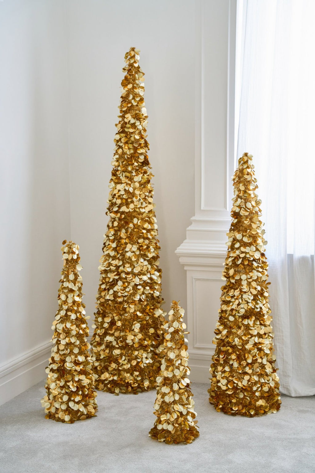 J-Line decoratie boom Sprankelend - polystyreen - goud - large