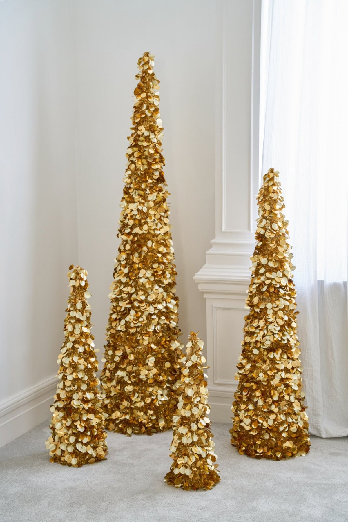 J-Line decoratie boom Sprankelend - polystyreen - goud - large