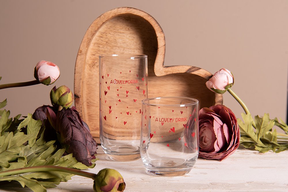 Waterblas 280 ml Glas Harten Longdrinkglas