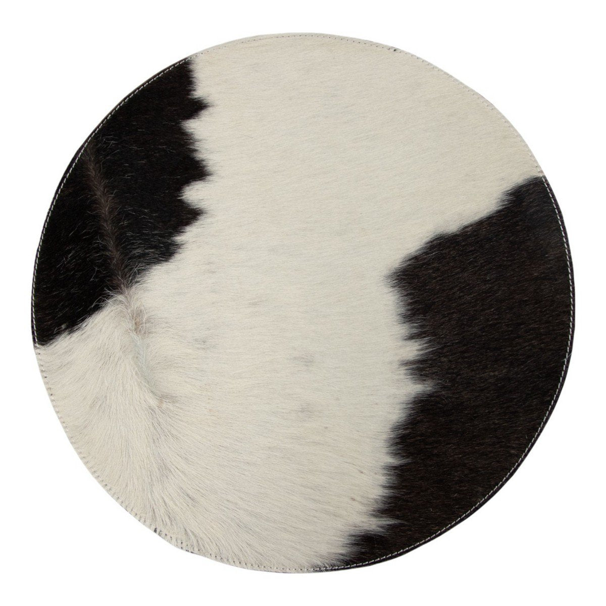 Placemat koehuid rond zwart/wit Ø38cm