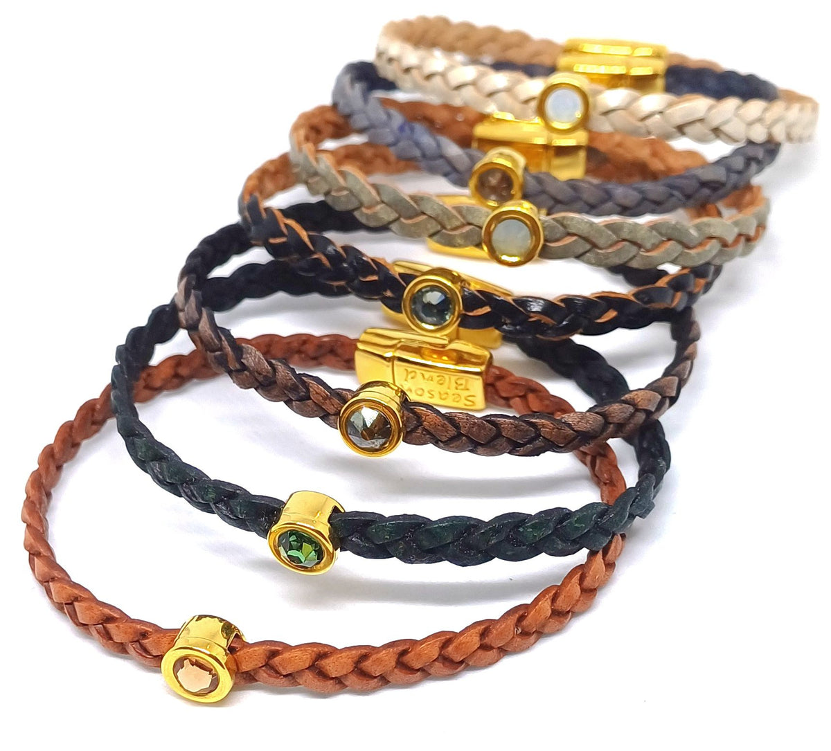 Shorty gevlochten leren armband 24K verguld