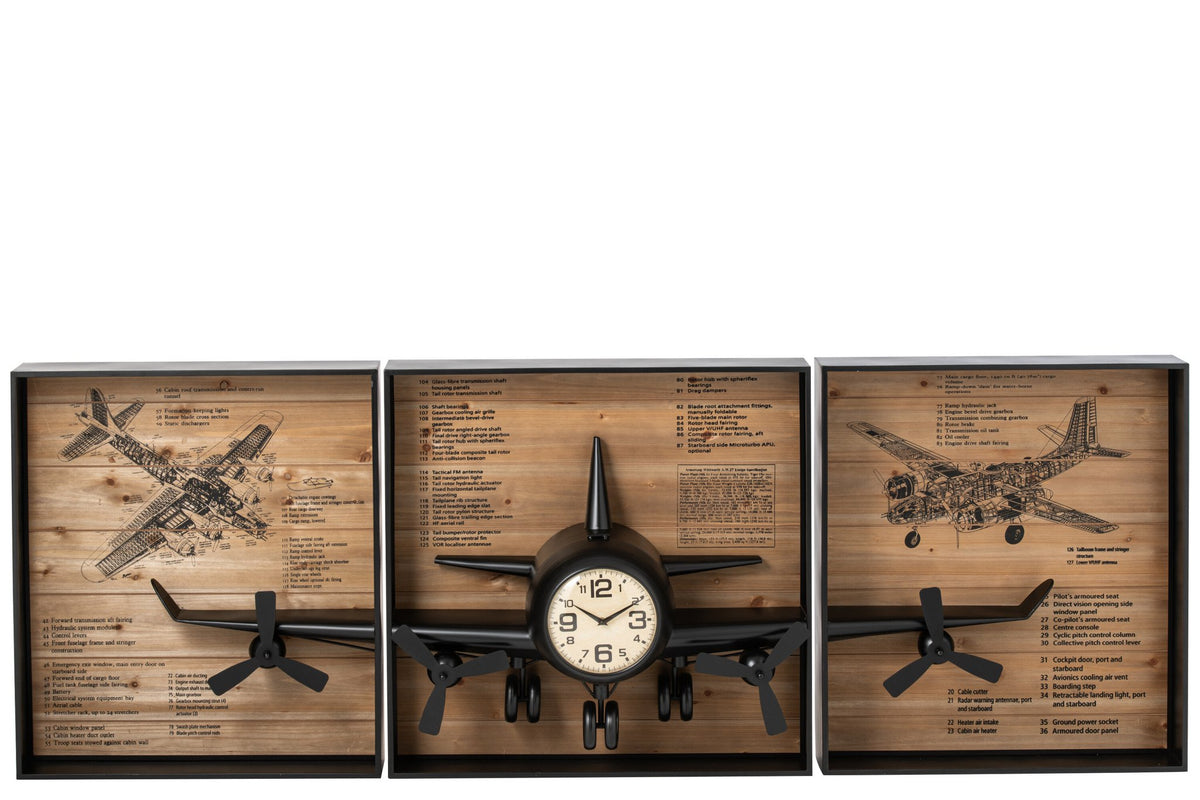 J-Line wandklok - metaal - zwart