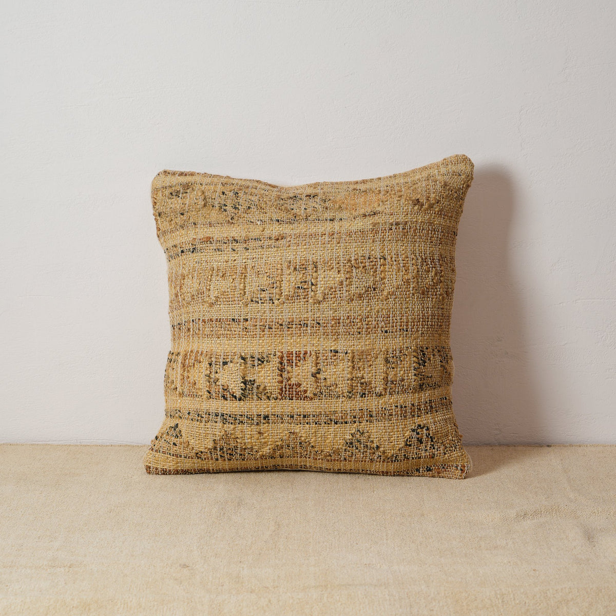 Natuurlijk jute geweven kussen met vulling 60 × 60 cm