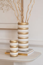 J-Line vaas - porselein - goud/wit - 3 stuks