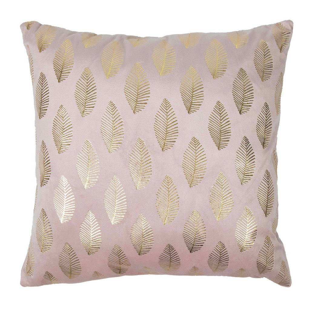 Cushion Velvet Soft Pink Print Leaf Goud 45 x 45 cm