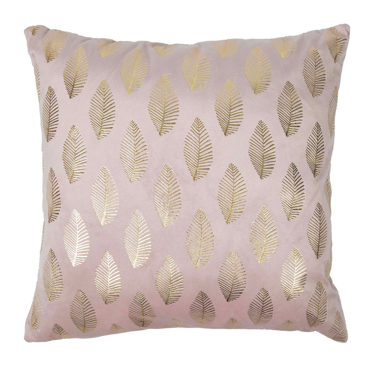 Cushion Velvet Soft Pink Print Leaf Goud 45 x 45 cm