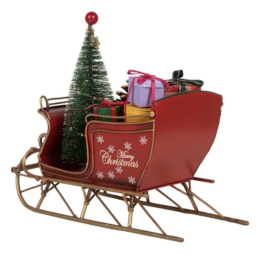 Kerstdecoratie Beeld Slee 21x9x18 cm Rood Metaal