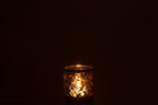 J-Line windlicht Blaadjes - glas - groen/goud - small