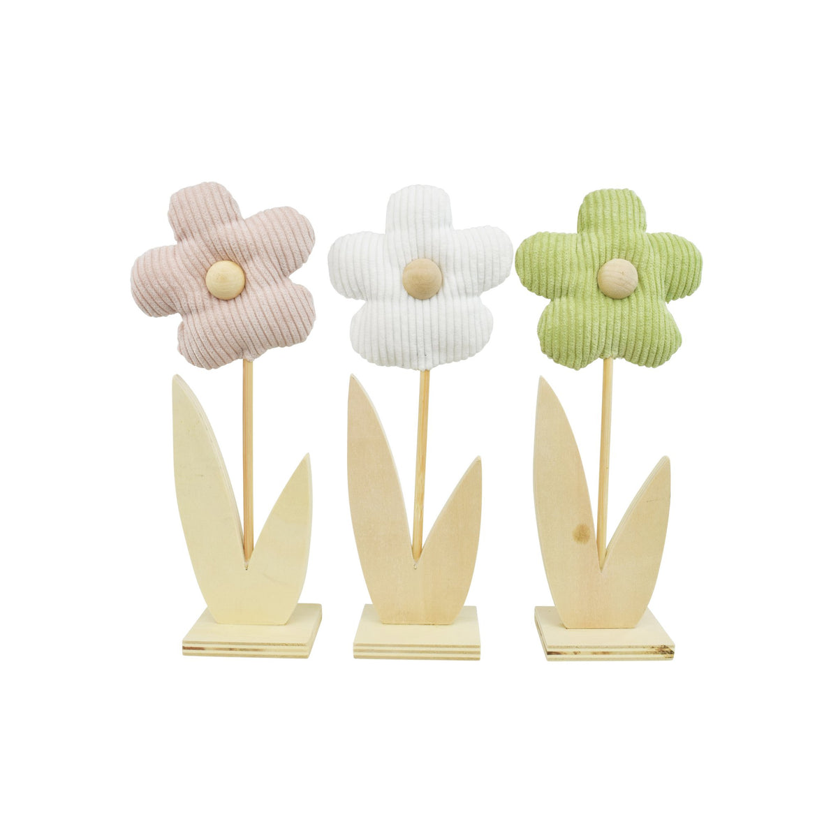 Bloem hout-textiel 23cm