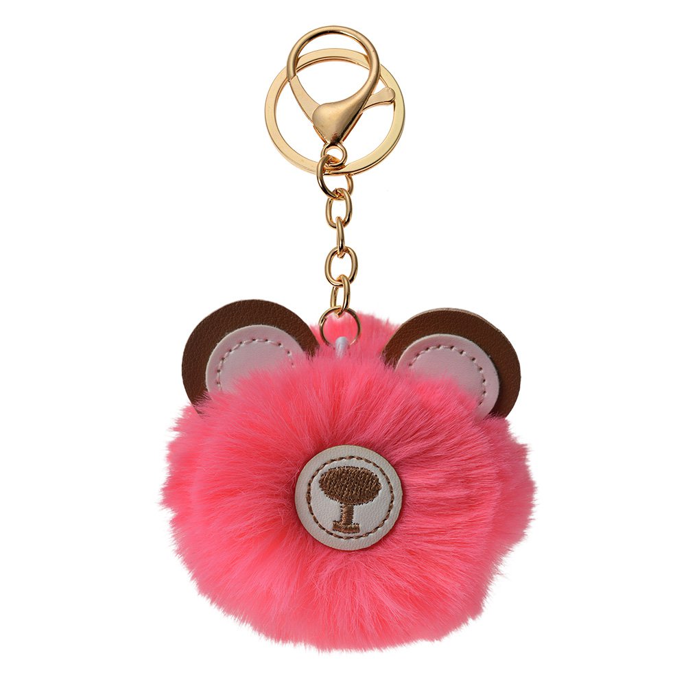 Sleutelhanger Pompom Roze Synthetisch Beer
