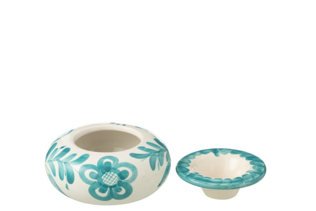 J-Line asbak Granada - keramiek - wit/aqua - large