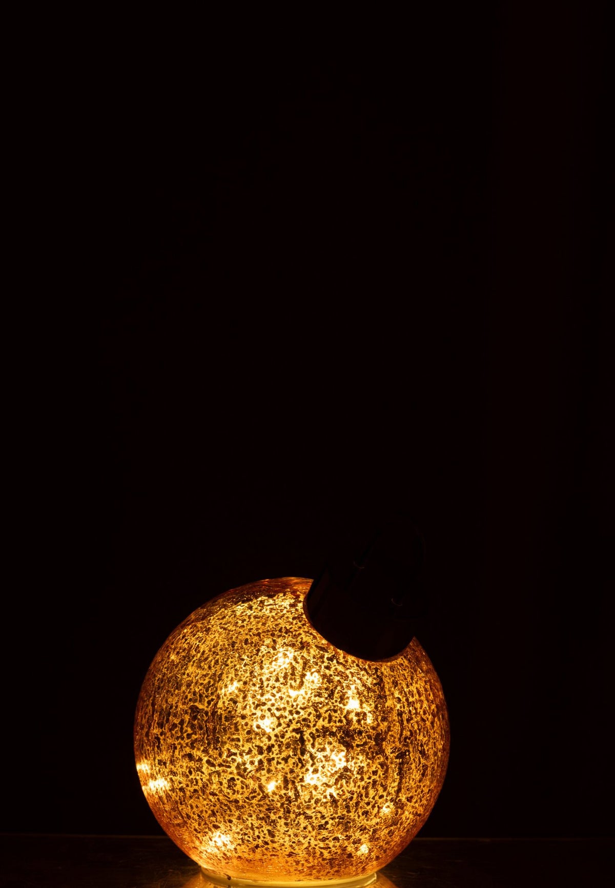J-Line decoratie Bal - glas - oranje - small - LED lichtjes