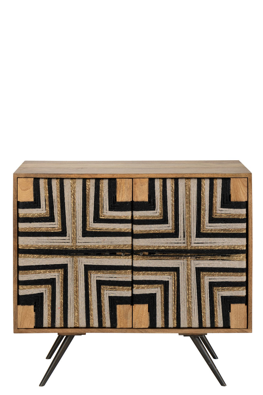 J-Line kast Geweven Draadontwerp - hout - naturel/zwart