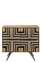 J-Line kast Geweven Draadontwerp - hout - naturel/zwart
