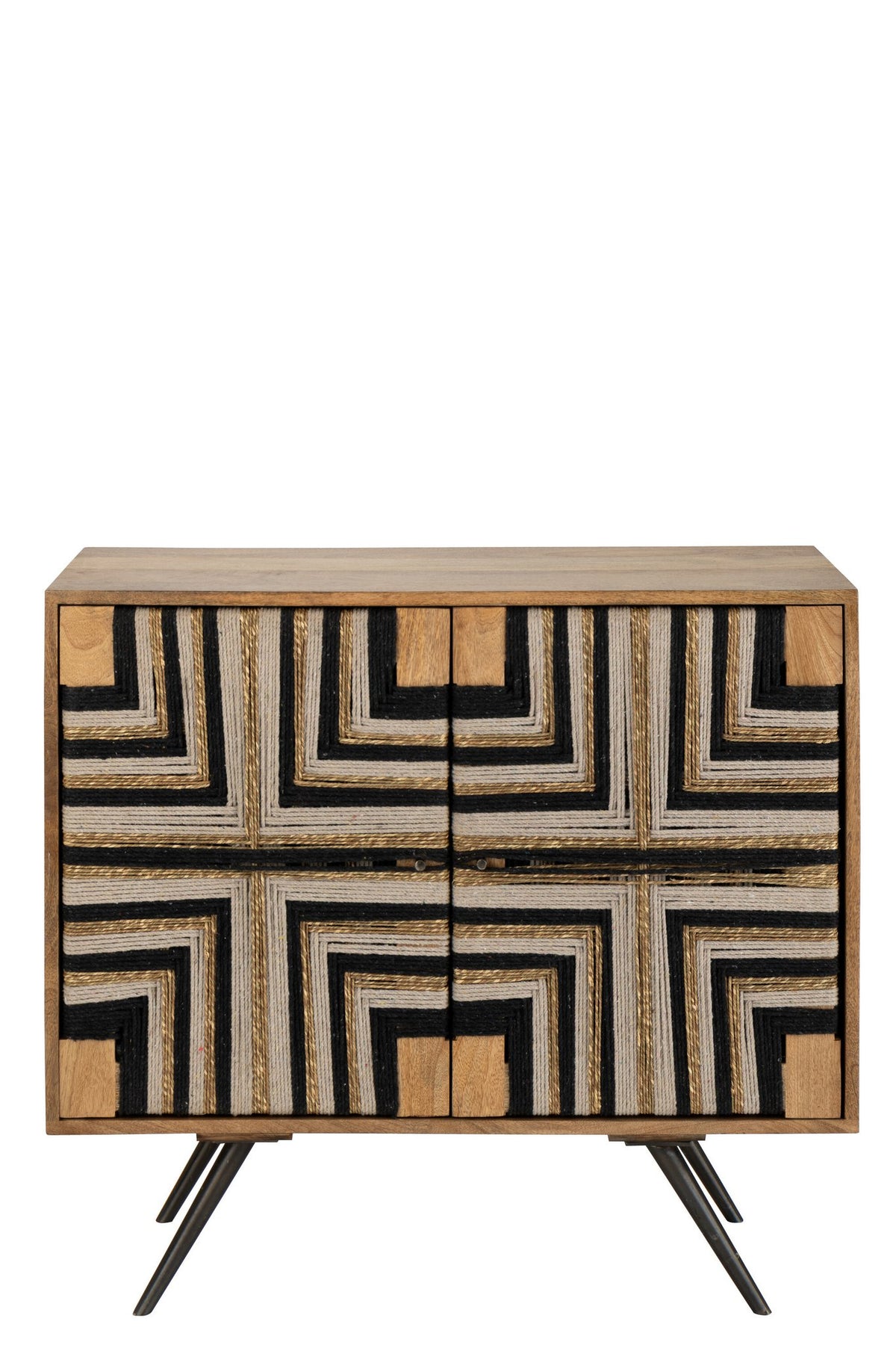 J-Line kast Geweven Draadontwerp - hout - naturel/zwart
