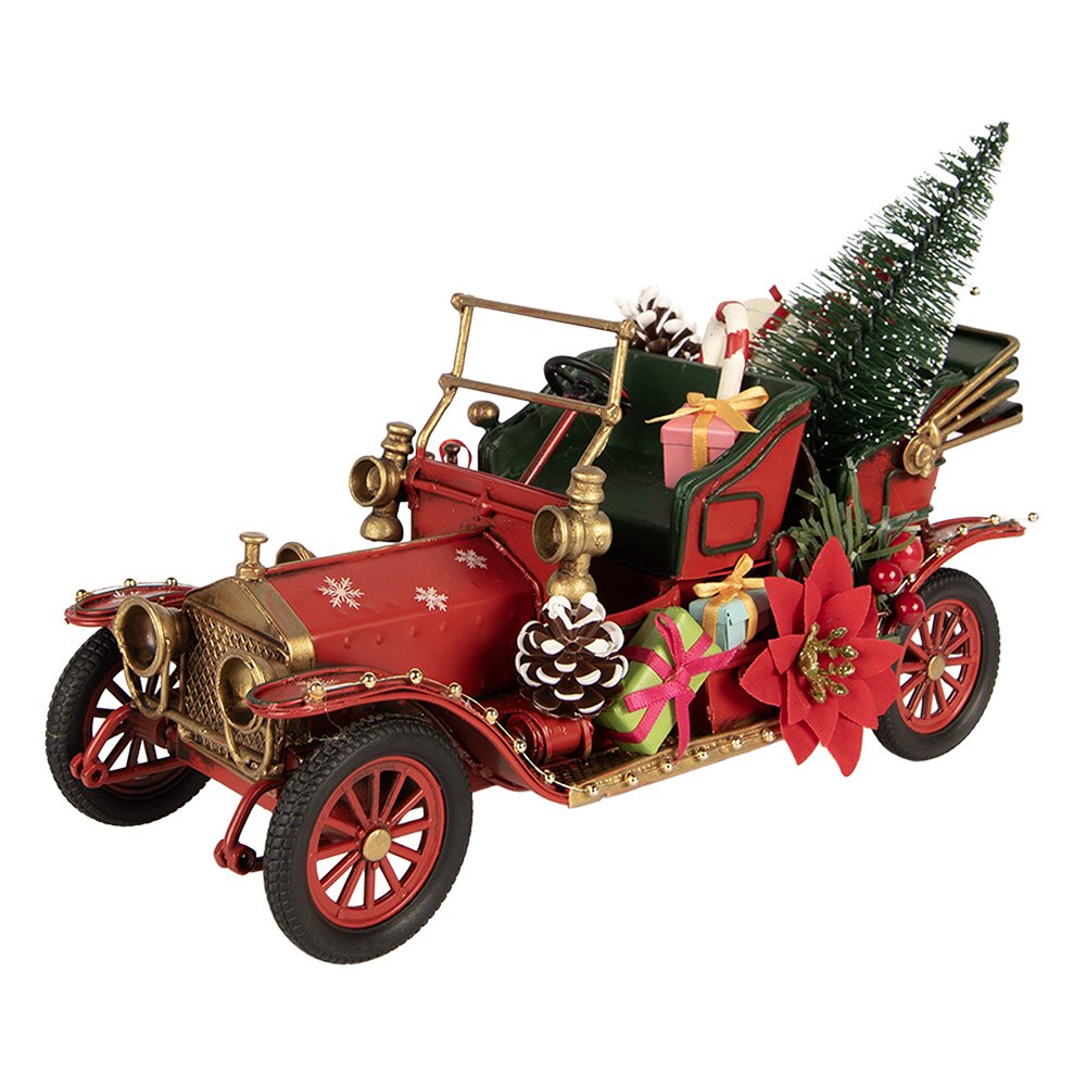 Kerstdecoratie Beeld Auto 25x10x17 cm Rood Metaal