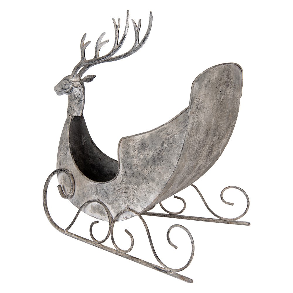 Decoratie Beeld Slee 44x34x47 cm Grijs Metaal Hert