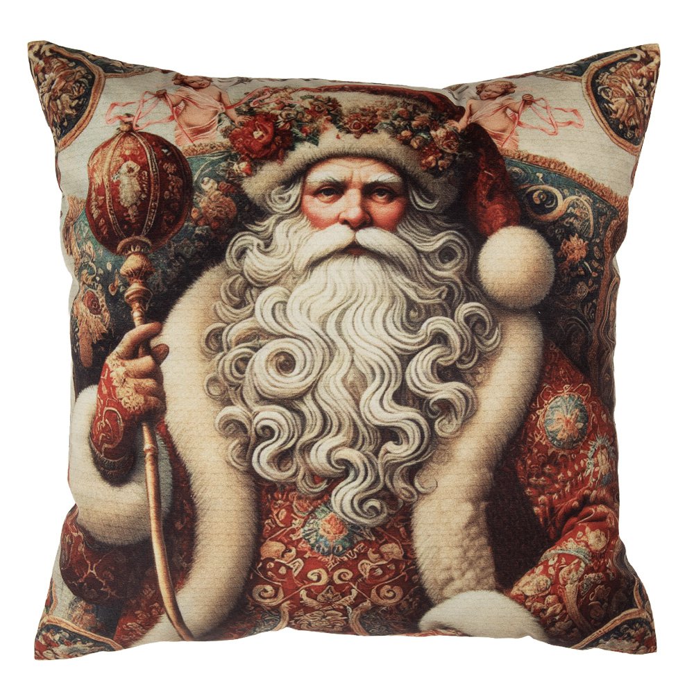Sierkussen Beige Synthetisch Kerstman Kussenhoes met Kussenvulling
