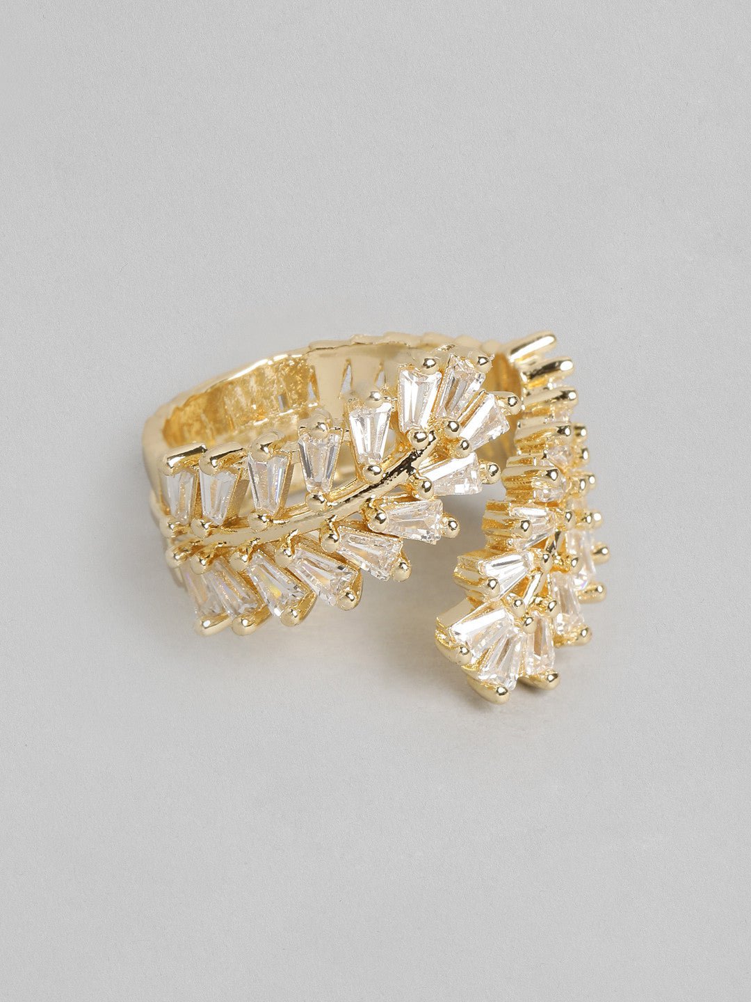 Vingerring met stenen studs – verstelbare ring – goudkleurig, steen – enkele eenheid