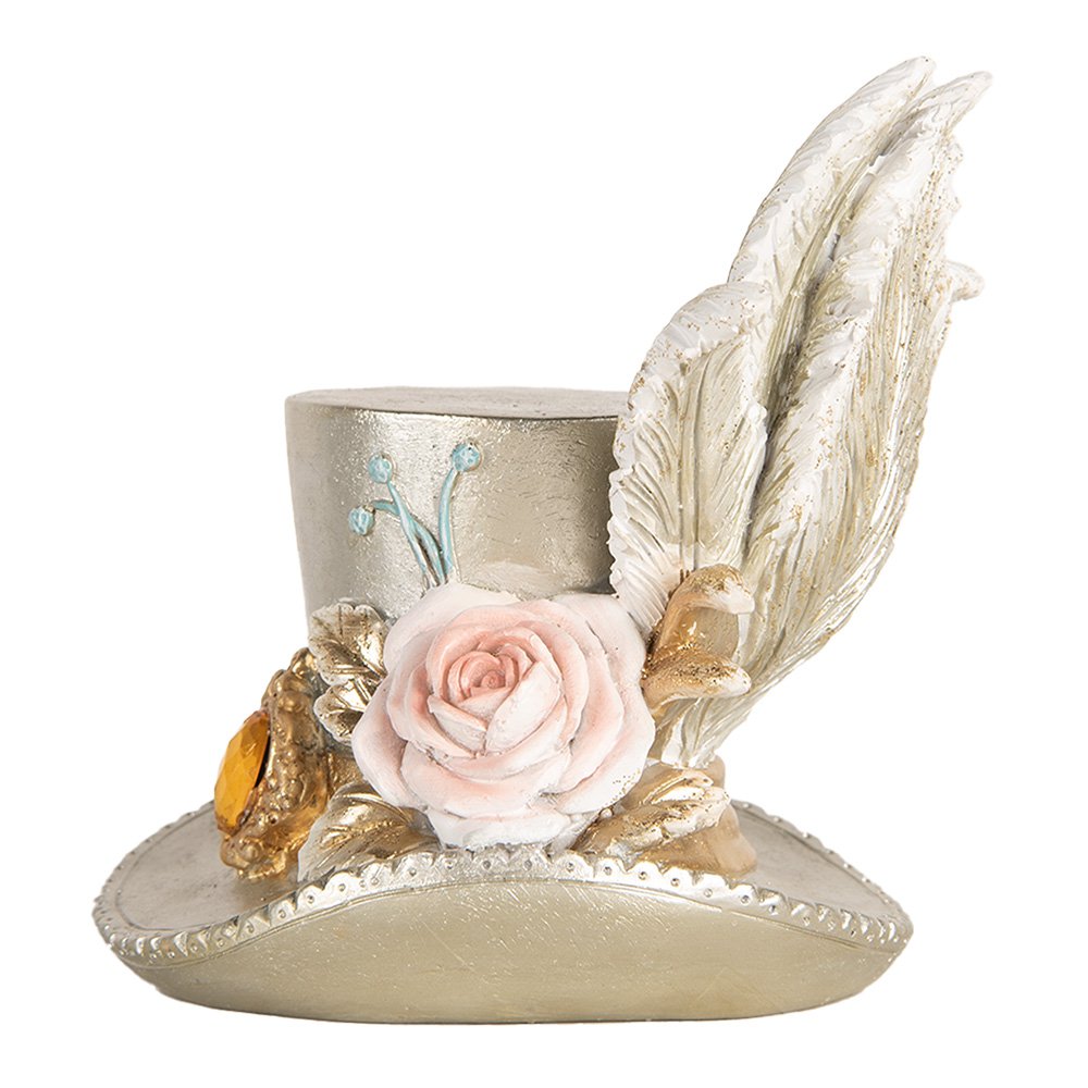 Decoratie Beeld Hoed 13x11x13 cm Zilverkleurig Kunststof
