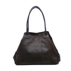 Lola – Italiaanse leren tas met python-reliëf – Chocolade
