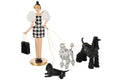 J-Line decoratie Dame + Honden Pied-De-Poule - polyresin - mix - 2 st.