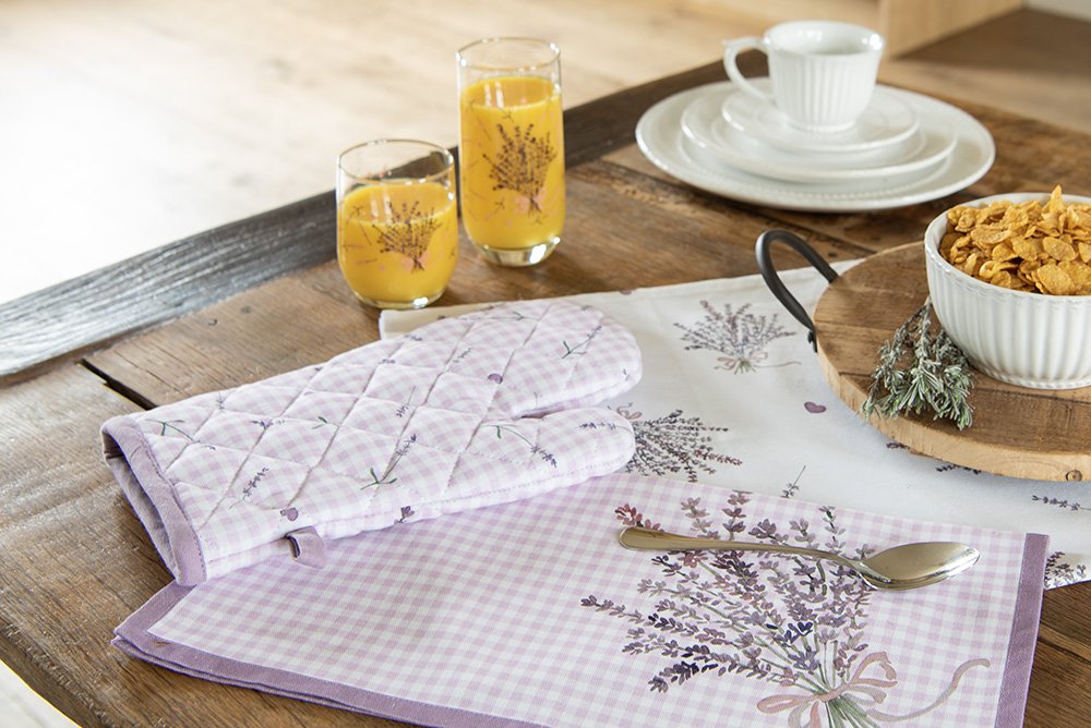 Ovenwant 18x30 cm Paars Wit Katoen Lavendel Ovenhandschoen