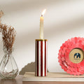 Decoratieve Kaarsenhouder - Rood Wit - Gestreept