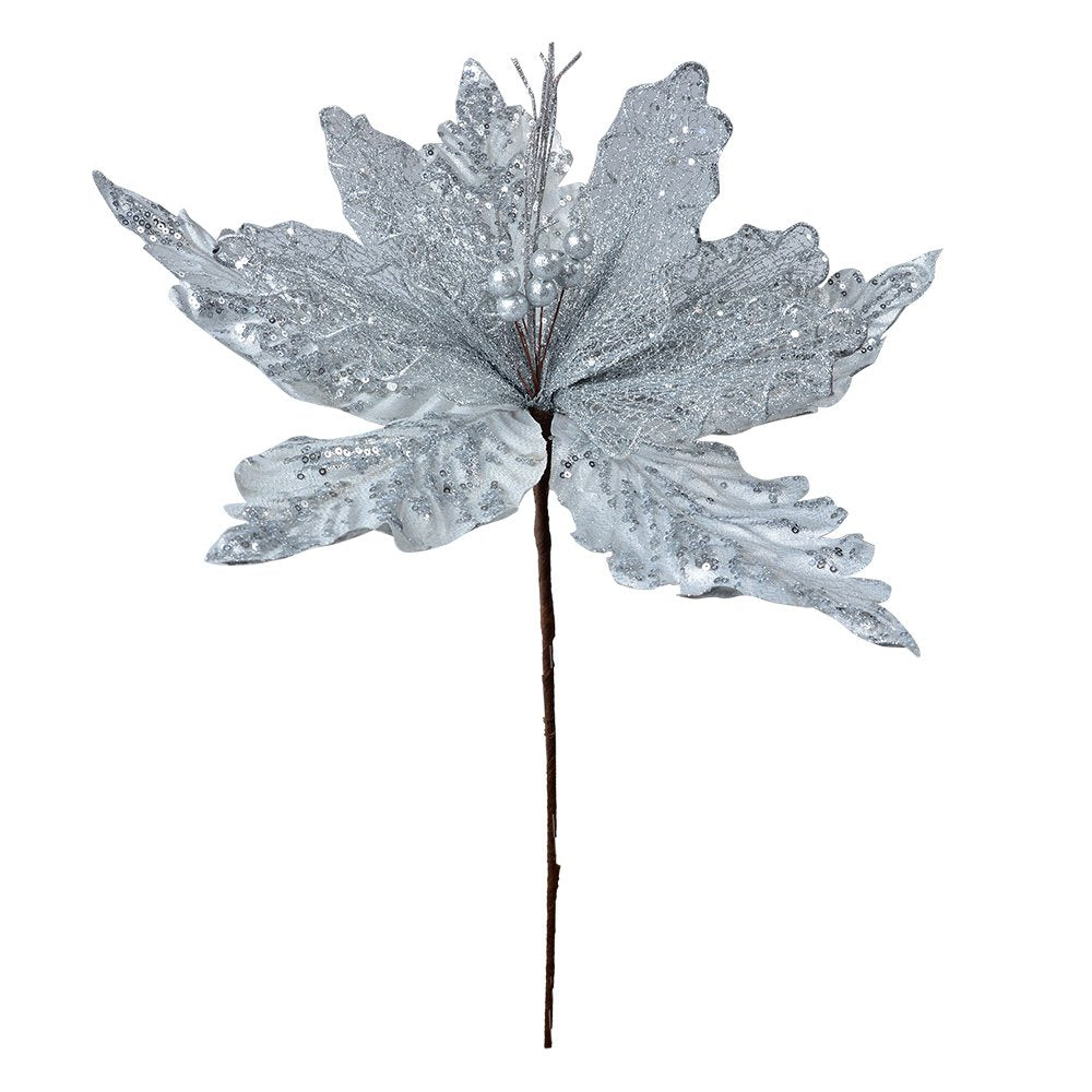 Kunstplant Kerstster Ø 45x57 cm Zilverkleurig Kunststof Kerstdecoratie