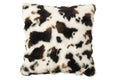J-Line Kussen met koeienmotief - polyester - wit/donkerbruin