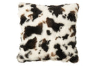 J-Line Kussen met koeienmotief - polyester - wit/donkerbruin