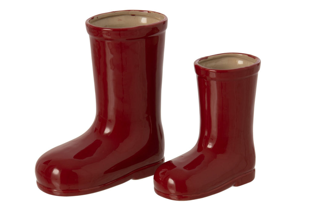 J-Line decoratie Laars - porselein - donkerrood - large